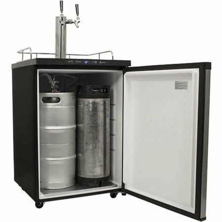 Edgestar 24 Inch Wide Freestanding Double Tap Kegerator with Digital Display KC3000SSTWIN